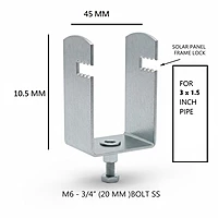 T3" Gapless Solar Panel Mounting Bracket for 80×40 mm (3" x 1.5" ) Square Pipe