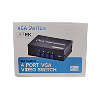 I-TEK 4-Port VGA Video Switch – Multi-Monitor Output | 15-Pin VGA Connector