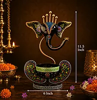Metal Hand Painted Ganesha T - light holder