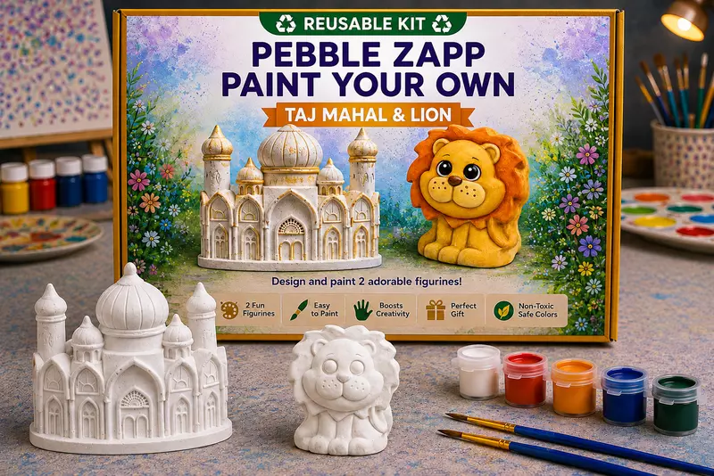 Reusable Taj Mahal & Lion DIY Painting Kit – Paint Your Own Heritage & Animal Friends