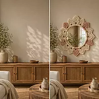 Blush & Ivory Macrame Lotus Wall Mirror