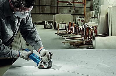 Bosch GWS 750-100 Heavy Duty Corded Electric Angle Grinder, M10, 750W, 11,000 rpm, 100 mm Disc Dia., Direct Cooling,1.8 kg + Wrench, Protection Guard, Auxiliary Handle & Wrench, 1 Year Warranty