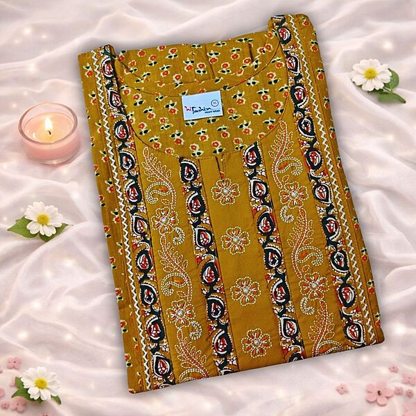 Hazelnut Cotton Nighty With Geometric Print All Over From Libas Loungewear - AL1153