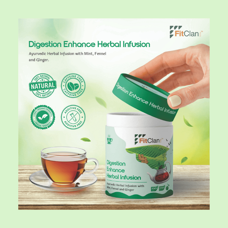 Digestion Enhance Herbal Tea | Ayurvedic Digestive Tea with Fennel, Ginger & Mint
