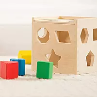 Channapatna Toys Shape Sorting Cube – Classic Montessori Wooden Toy
