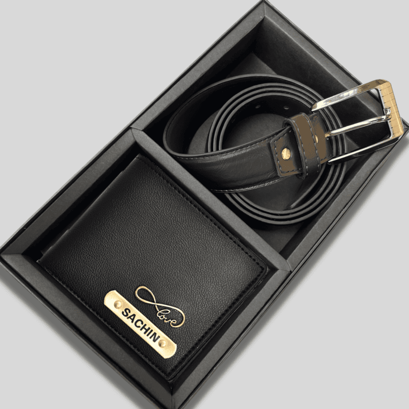 Black Imported Wallet + Belt Combo