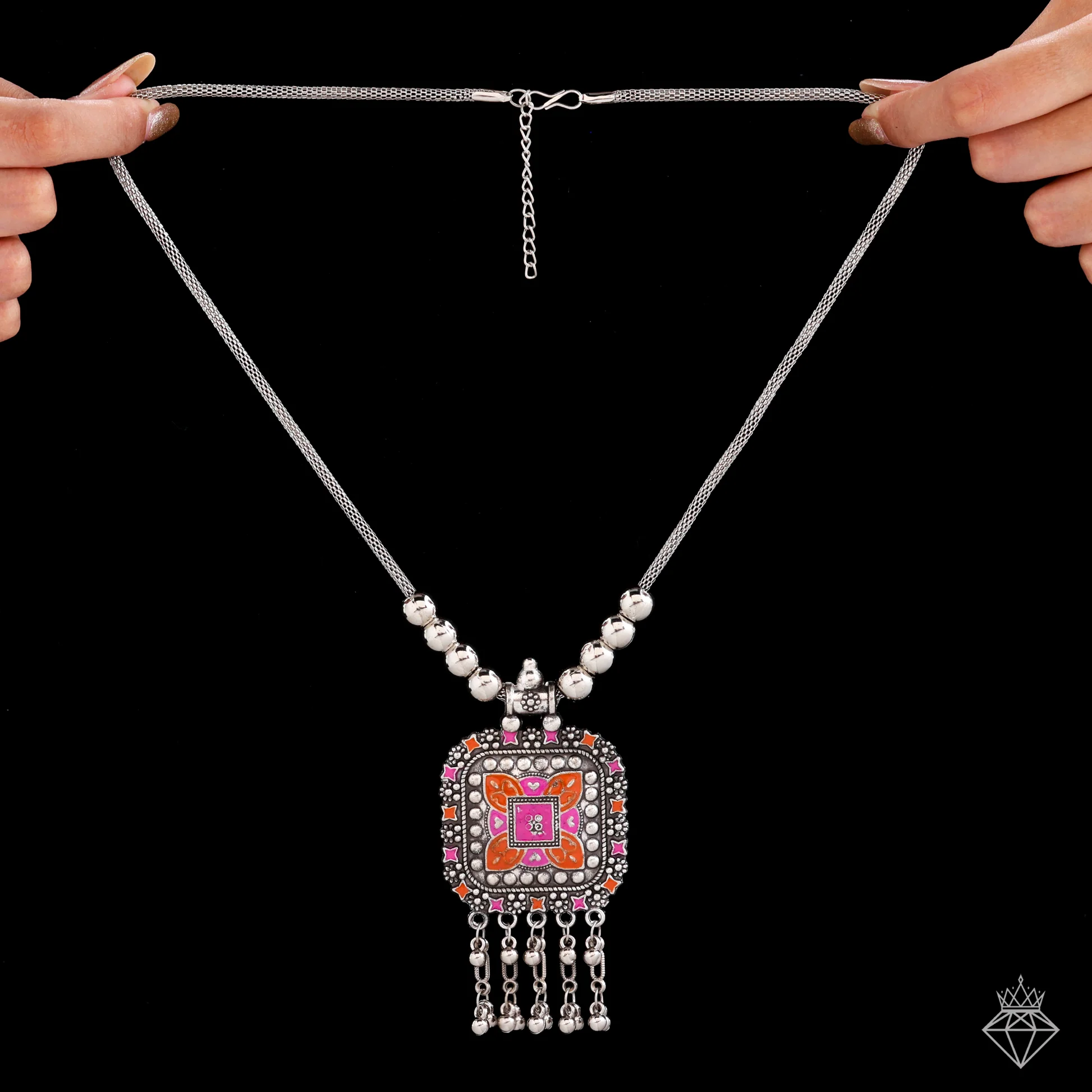 Ethnic Statement Necklace with Colorful Enamel
