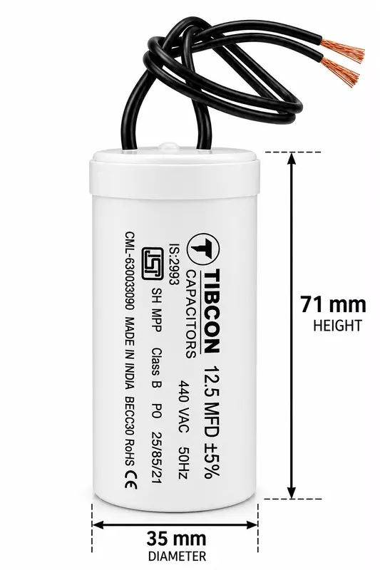 TIBCON 12.50 MFD Motor Run / Wire / 440V CAPACITOR