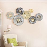 DAD Textured Metal Wall Art Sculpture, Abstract Circular Design - Size (36x2x18 Inches )
