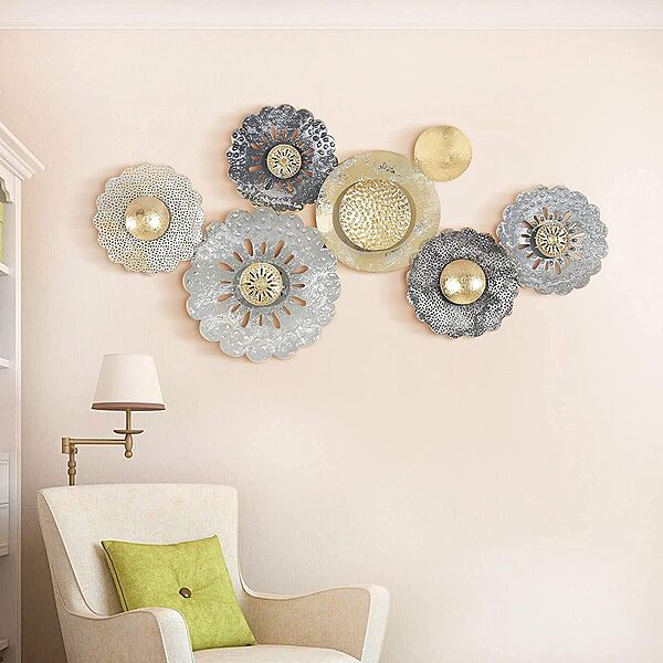 DAD Textured Metal Wall Art Sculpture, Abstract Circular Design - Size (36x2x18 Inches )