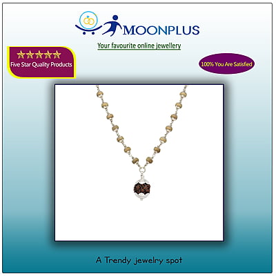 Silver Capped Tulsi Mala with Rudraksham Pendant