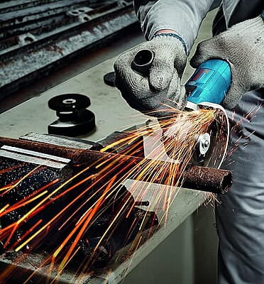 Bosch GWS 750-100 Heavy Duty Corded Electric Angle Grinder, M10, 750W, 11,000 rpm, 100 mm Disc Dia., Direct Cooling,1.8 kg + Wrench, Protection Guard, Auxiliary Handle & Wrench, 1 Year Warranty