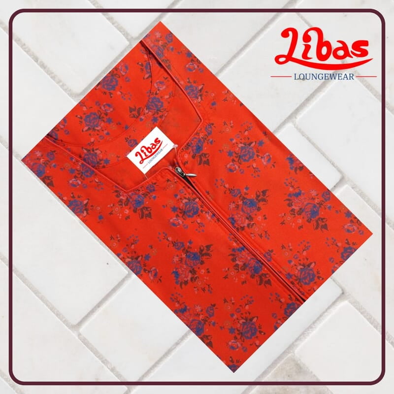 Devilish Red Bizi Lizi Nighty With Floral Print All Over From Libas Loungewear - AL1061