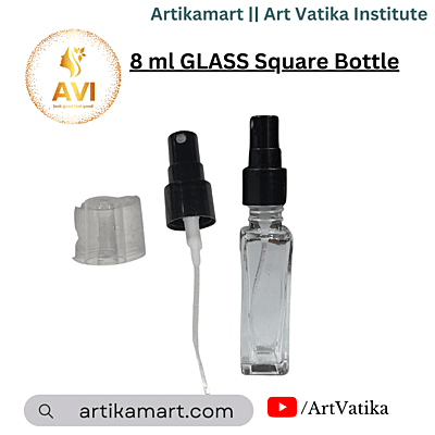 8 ml GLASS Square Bottle + Black Mist Spray Cap 8 ml GLASS Square Bottle + Black Mist Spray Cap