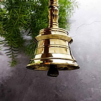 Brass Pooja Bell Ganta - 7 inch Height | Auspicious Brass Pooja Bell Ganta for Rituals and Pooja