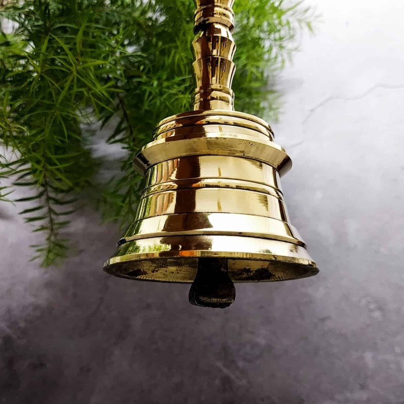 Brass Pooja Bell Ganta - 7 inch Height | Auspicious Brass Pooja Bell Ganta for Rituals and Pooja