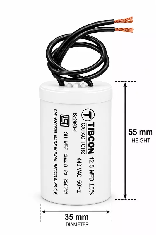 TIBCON 12.50 MFD Motor Run / Wire / 440V CAPACITOR