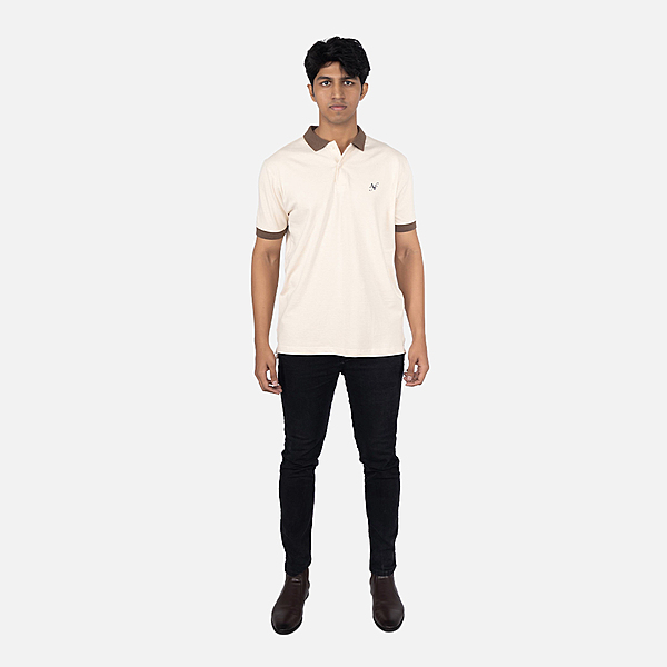 Men Egret Solid Polo Neck T-shirt