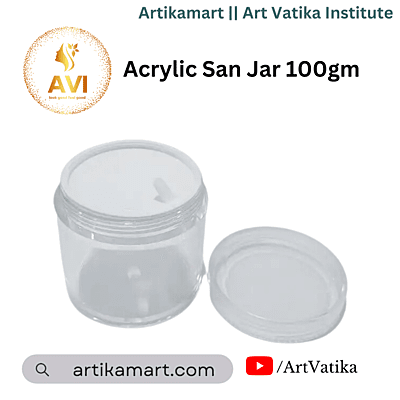 Acrylic San Jar + White Inner + TRANSPARENT Cap - 100g Acrylic San Jar + White Inner + TRANSPARENT Cap - 100g