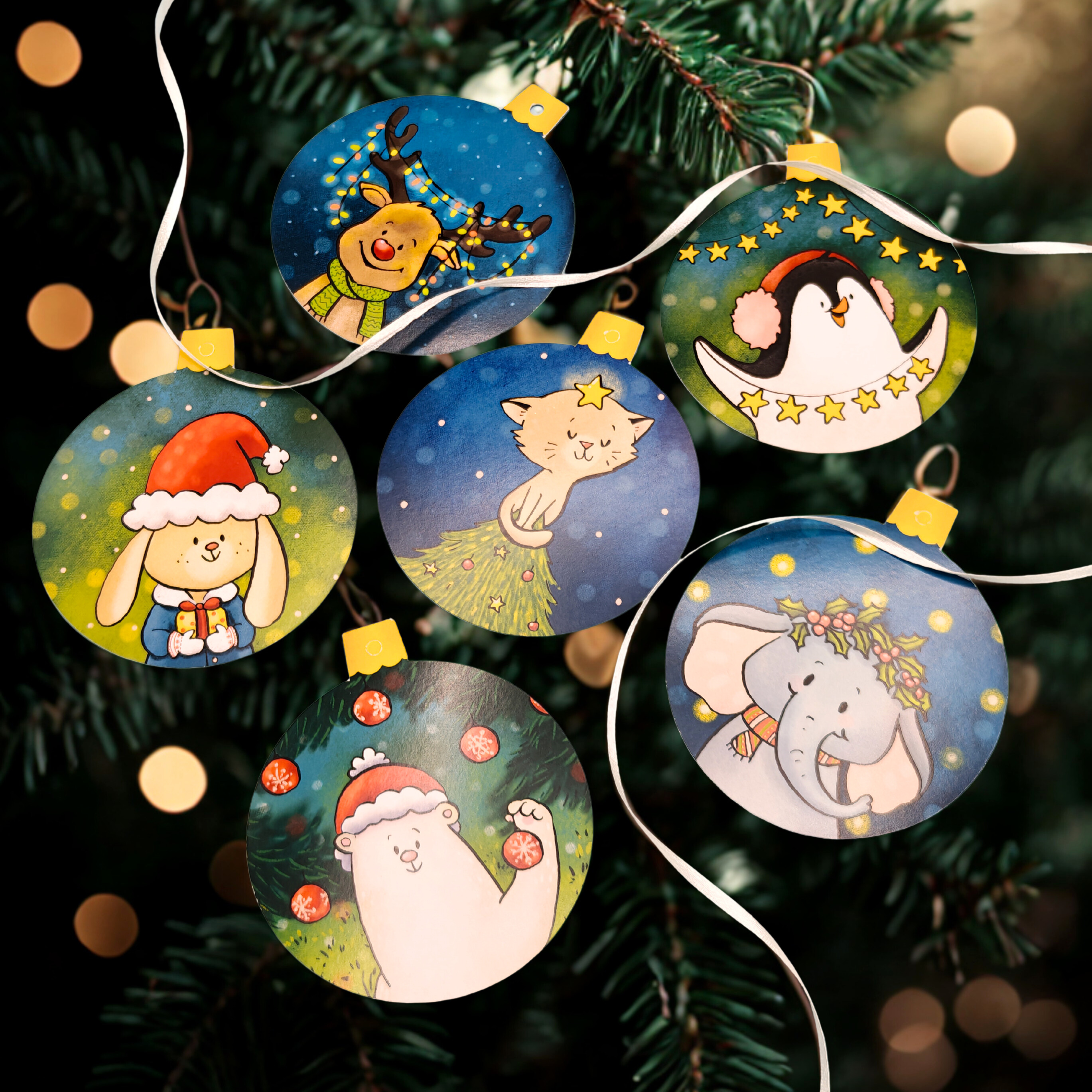 Animal Ornament cards set of 6