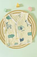 Premium Crinkled Muslin Cotton Jhabla (3–6 Months) – Without Sleeves