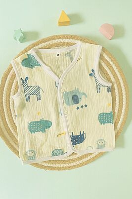 Premium Crinkled Muslin Cotton Jhabla (3–6 Months) – Without Sleeves Premium Crinkled Muslin Cotton Jhabla (3–6 Months) – Without Sleeves