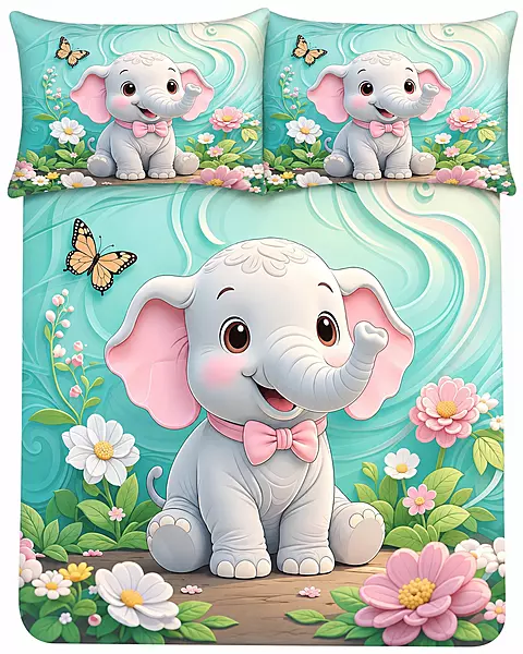 Elephant 7D Digital Print Bedsheet Soft, Stylish & Premium Quality Bed Sheet for Modern Bedroom