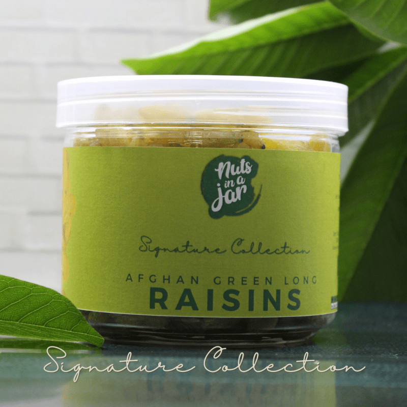 Nuts in a Jar Afghan Long Green Raisins Signature 250 Grams Nuts in a Jar Afghan Long Green Raisins Signature 250 Grams
