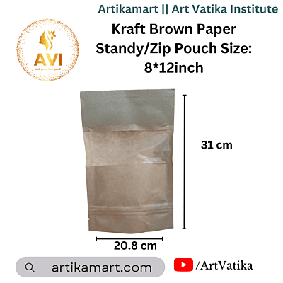 Kraft Brown Paper Standy/Zip Pouch Size: 8*12inch Kraft Brown Paper Standy/Zip Pouch Size: 8*12inch