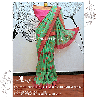 PURE LINEN SILK SAREE YBRSLIN23795