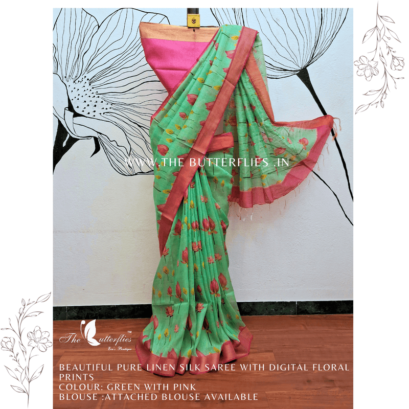 PURE LINEN SILK SAREE YBRSLIN23795 PURE LINEN SILK SAREE YBRSLIN23795