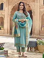 Blue Straight Line Kurtas