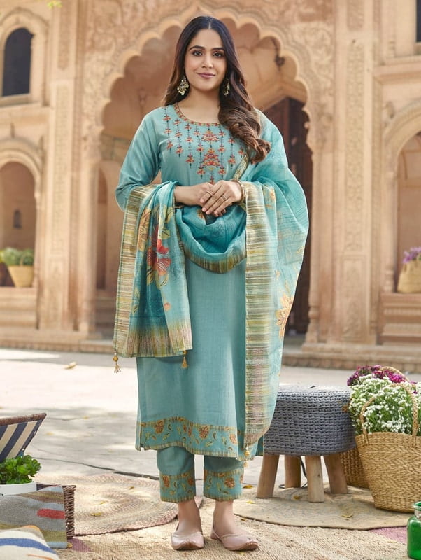Blue Straight Line Kurtas