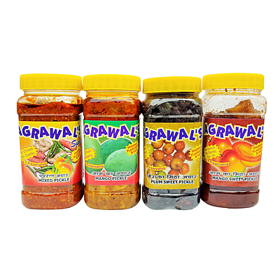 AGRAWAL'S Classic Pickle Combo - Mango, Mixed, Plum, Mango Sweet Pickle - 1750 GMS Pack of 4