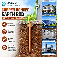 5 Feet - Copper Bonded Earth Rod (12mm - 100 Microns)
