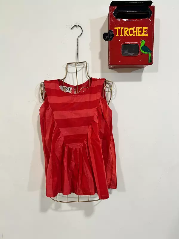 Priya's Triangle-Yoke Top - Red Stripes