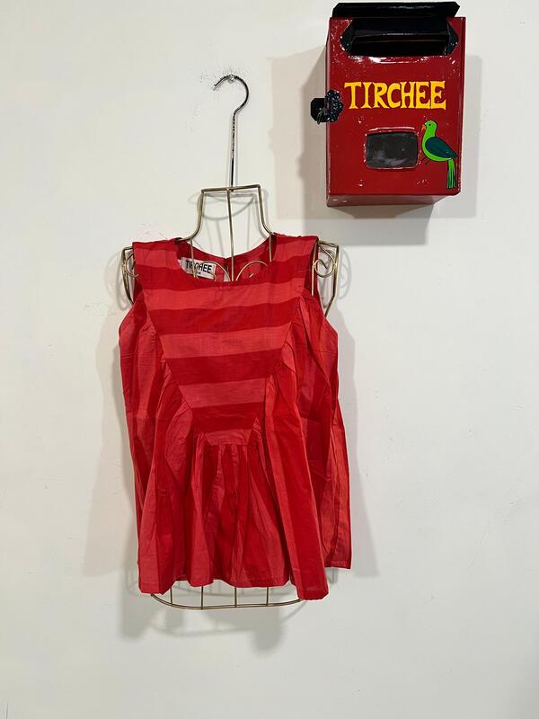 Priya's Triangle-Yoke Top - Red Stripes