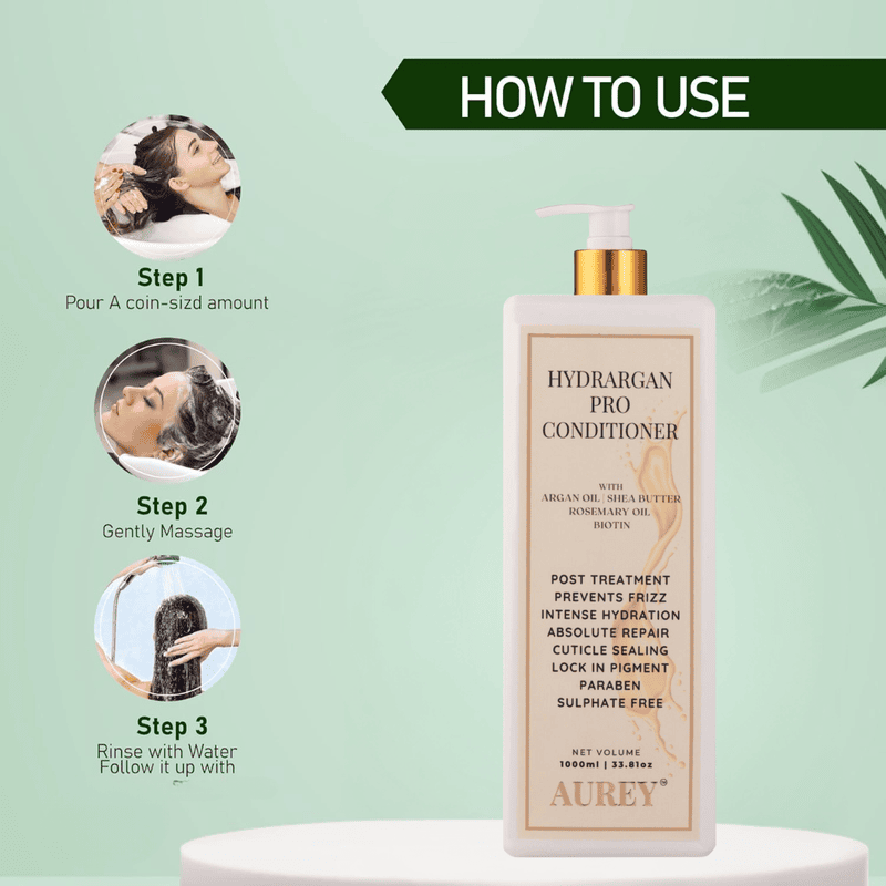 Aurey Hydrargan Pro Conditioner With Argan Oil | Shea Butter | Rosemary Oil & Biotin 1000ML