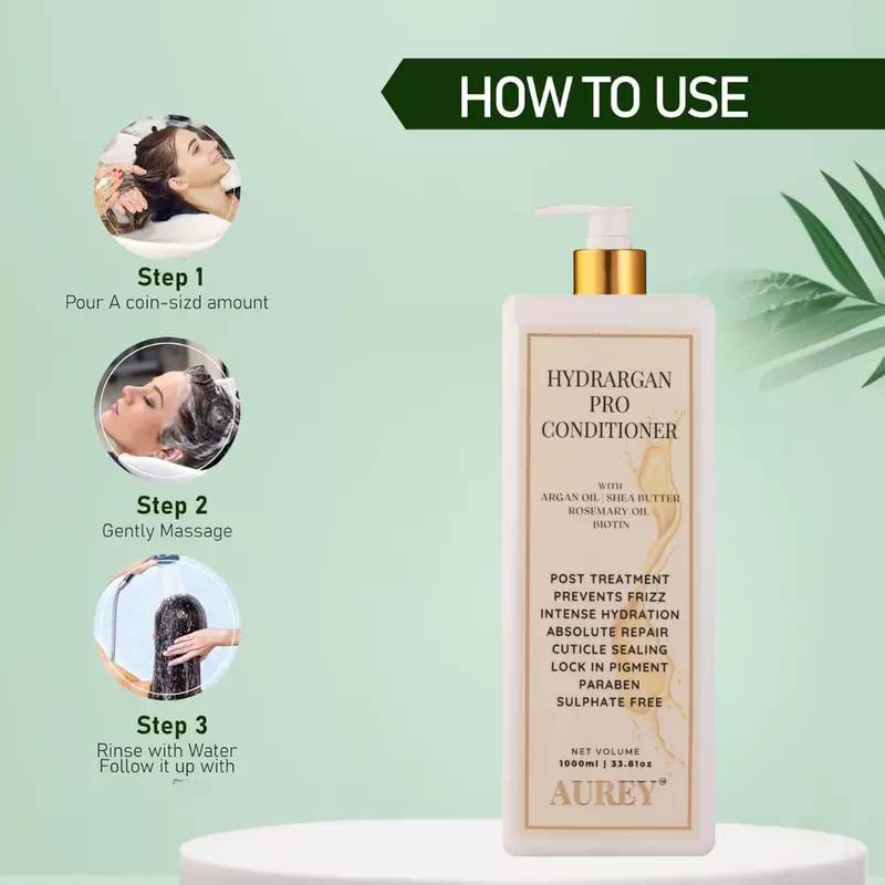 Aurey Hydrargan Pro Conditioner With Argan Oil | Shea Butter | Rosemary Oil & Biotin 1000ML