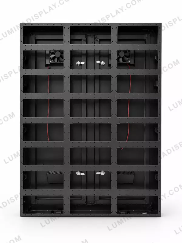 V2 MS GI outdoor LED cabinet 960 x 1280 mm with fans, bezel-free back-service frame – Lumina
