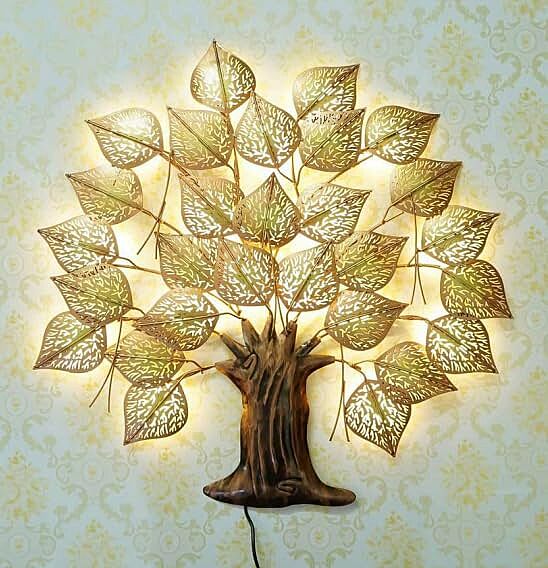 DAD Tree of Life Metal Wall Art with LED for Living Room, Bedroom, Office - Size (30x2x30 Inches)