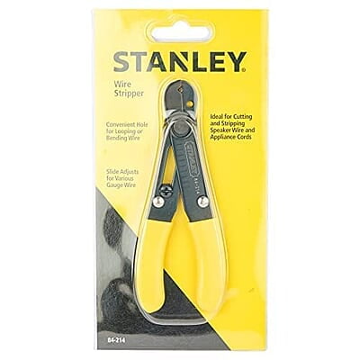 STANLEY 84-214-22 5.25'' 130 mm Wire Stripper Ideal for Cutting, Stripping Speaker Wires & Appliance Cords for Home, DIY & Professional Use, YELLOW & BLACK