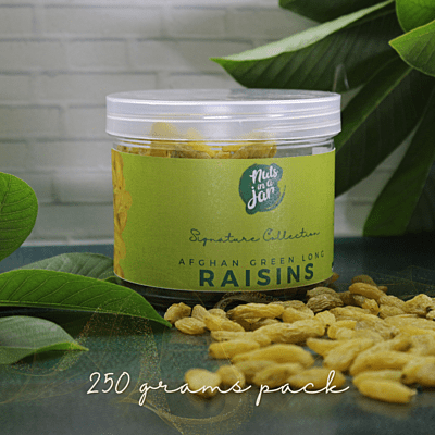 Nuts in a Jar Afghan Long Green Raisins Signature 250 Grams Nuts in a Jar Afghan Long Green Raisins Signature 250 Grams