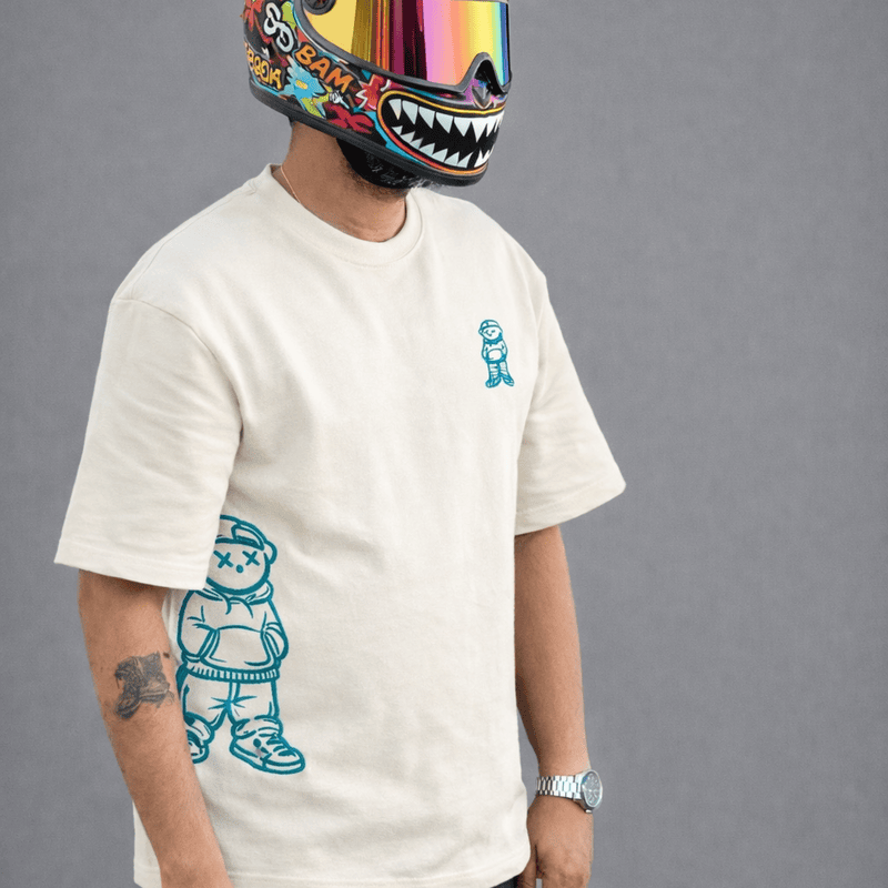 Unisex  Urban Bear Embroidered Oversized Tee