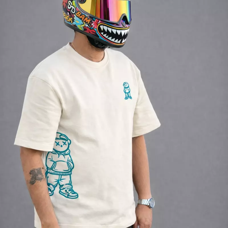 Unisex Urban Bear Embroidered Oversized Tee