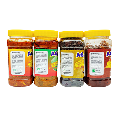 AGRAWAL'S Classic Pickle Combo - Mango, Mixed, Plum, Mango Sweet Pickle - 1750 GMS Pack of 4