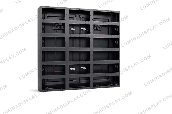 V2 square MS GI outdoor LED cabinet 960 x 960 mm, fan-cooled, no bezel – Lumina Display Systems