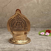 Brass Gaja Lakshmi Deepam/Lamp - 6 inch Height | Divine Brass Deepam/Lamp with Gaja Lakshmi Design for Auspicious Illumination