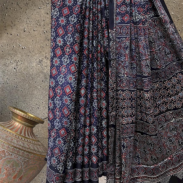 Block Print Modal Silk Saree #3