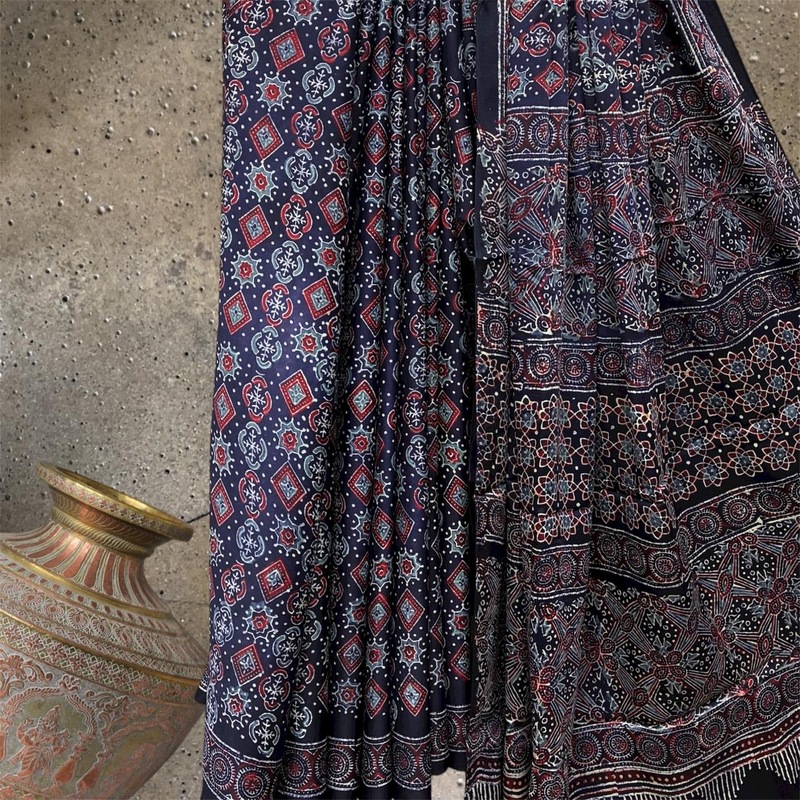 Block Print Modal Silk Saree #3